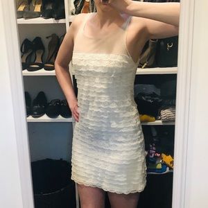 BCBG Ivory lace shift mini dress